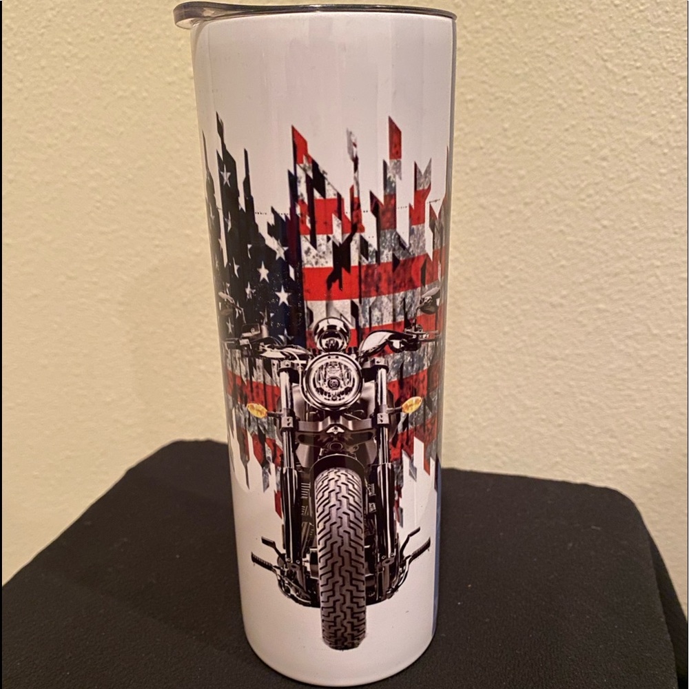 Custom Motorcycle Flag Tumbler-20 0z